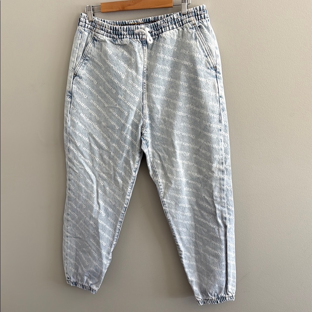 Alexander Wang Logo Print Denim Joggers